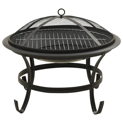 Braseira e barbecue 2-em-1 com atiçador 56x56x49 cm aço