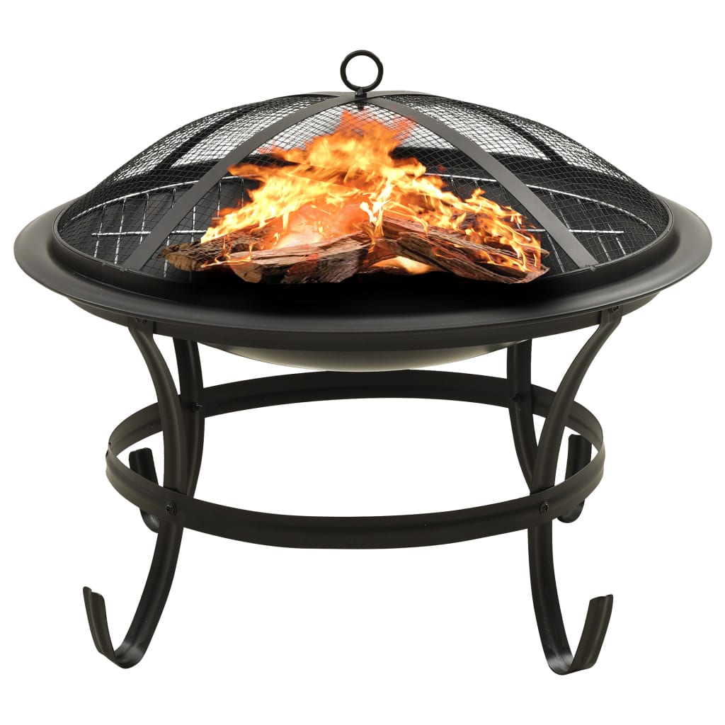 Braseira e barbecue 2-em-1 com atiçador 56x56x49 cm aço