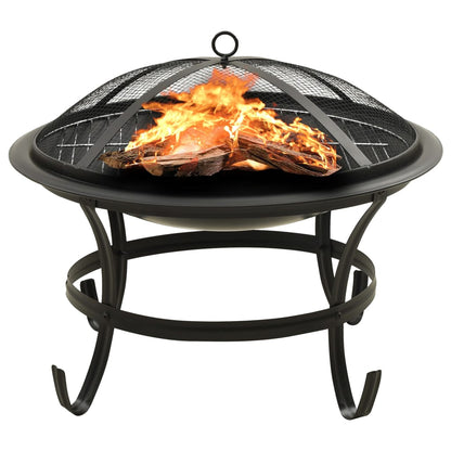 Braseira e barbecue 2-em-1 com atiçador 56x56x49 cm aço