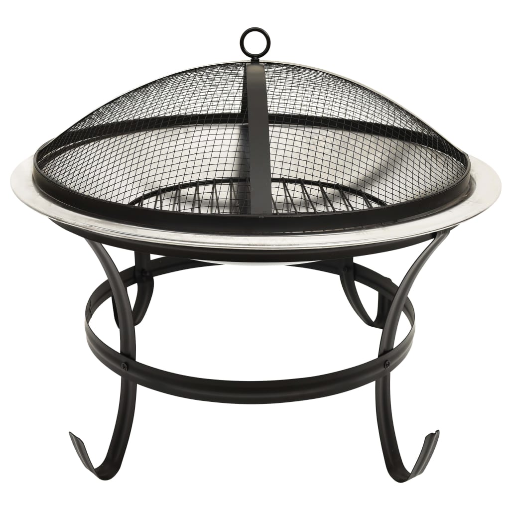 Braseira e barbecue 2-em-1 com atiçador 56x56x49 cm aço inox.