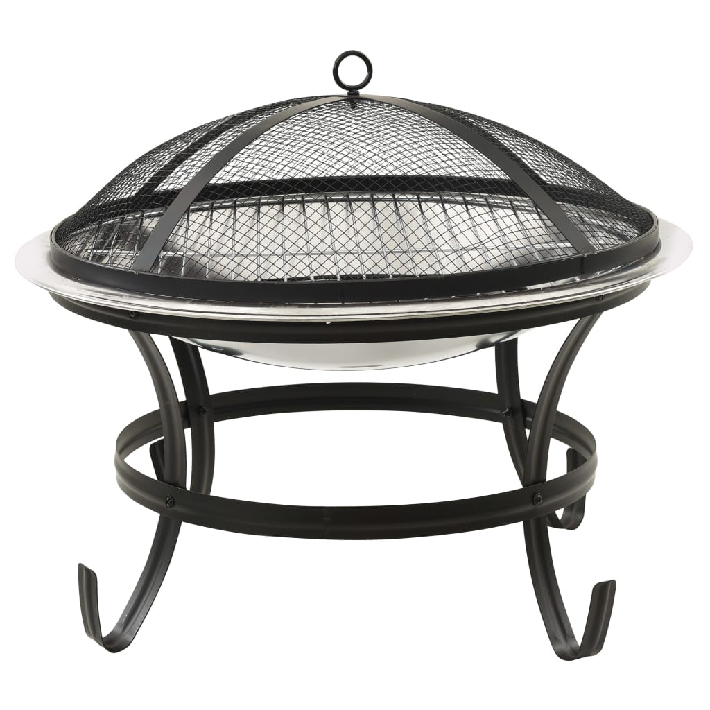 Braseira e barbecue 2-em-1 com atiçador 56x56x49 cm aço inox.