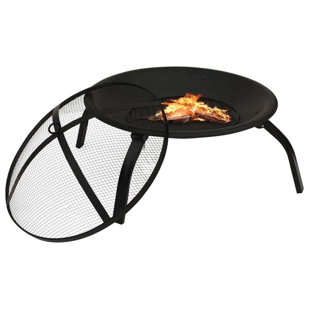 Braseira e barbecue 2-em-1 com atiçador 56x56x49 cm aço