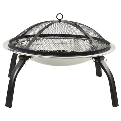 Braseira e barbecue 2-em-1 com atiçador 56x56x49 cm aço inox.