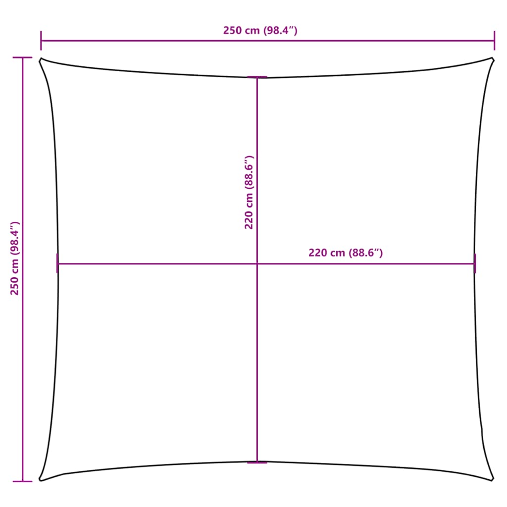 Para-sol vela tecido oxford quadrado 2,5x2,5 m antracite