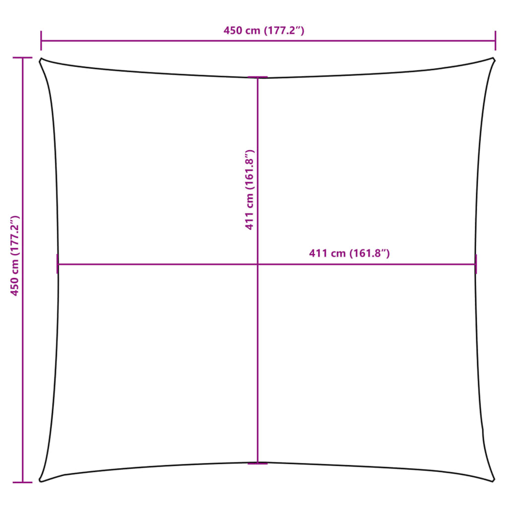 Para-sol vela tecido oxford quadrado 4,5x4,5 m antracite