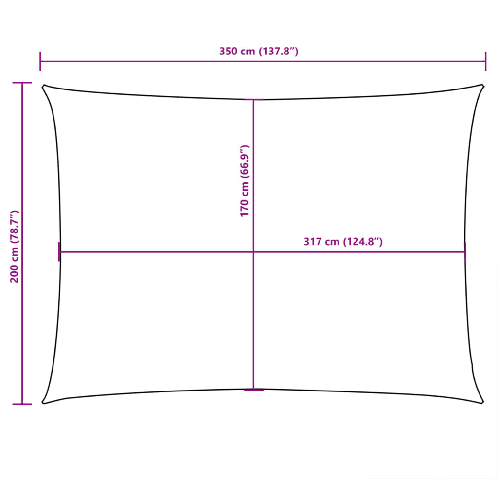 Para-sol estilo vela tecido oxford retangular 2x3,5 m antracite