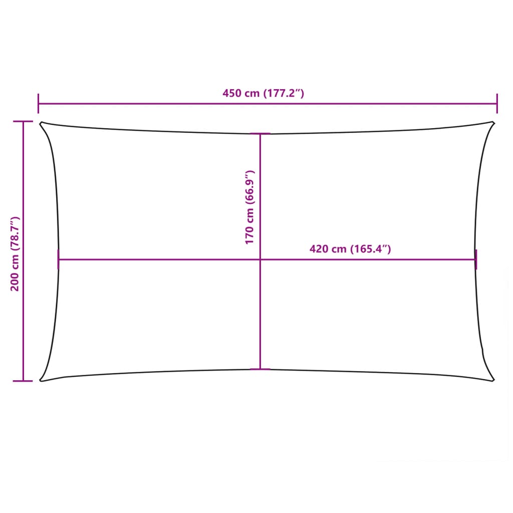 Para-sol estilo vela tecido oxford retangular 2x4,5 m antracite