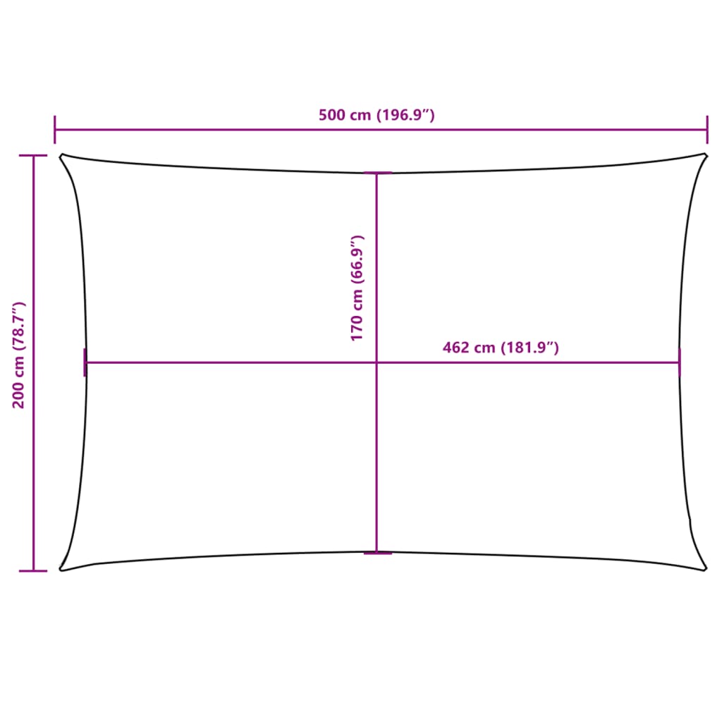 Para-sol tecido oxford retangular 2x5 m antracite