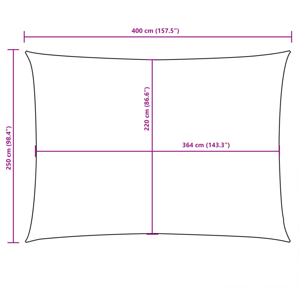 Para-sol estilo vela tecido oxford retangular 2,5x4 m antracite