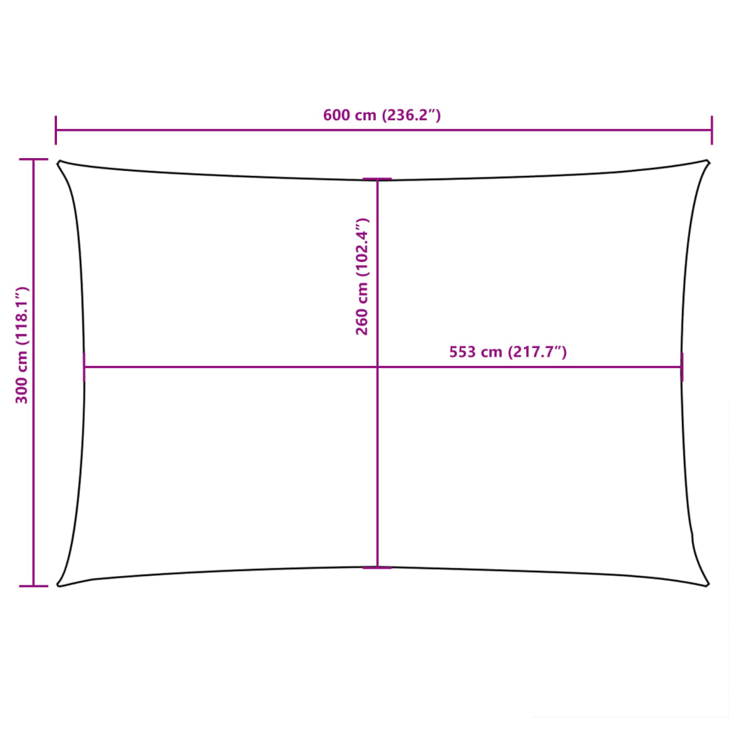 Guarda-Sol tecido Oxford retangular 3x6 m antracite