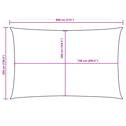 Para-sol estilo vela tecido oxford retangular 5x8 m antracite