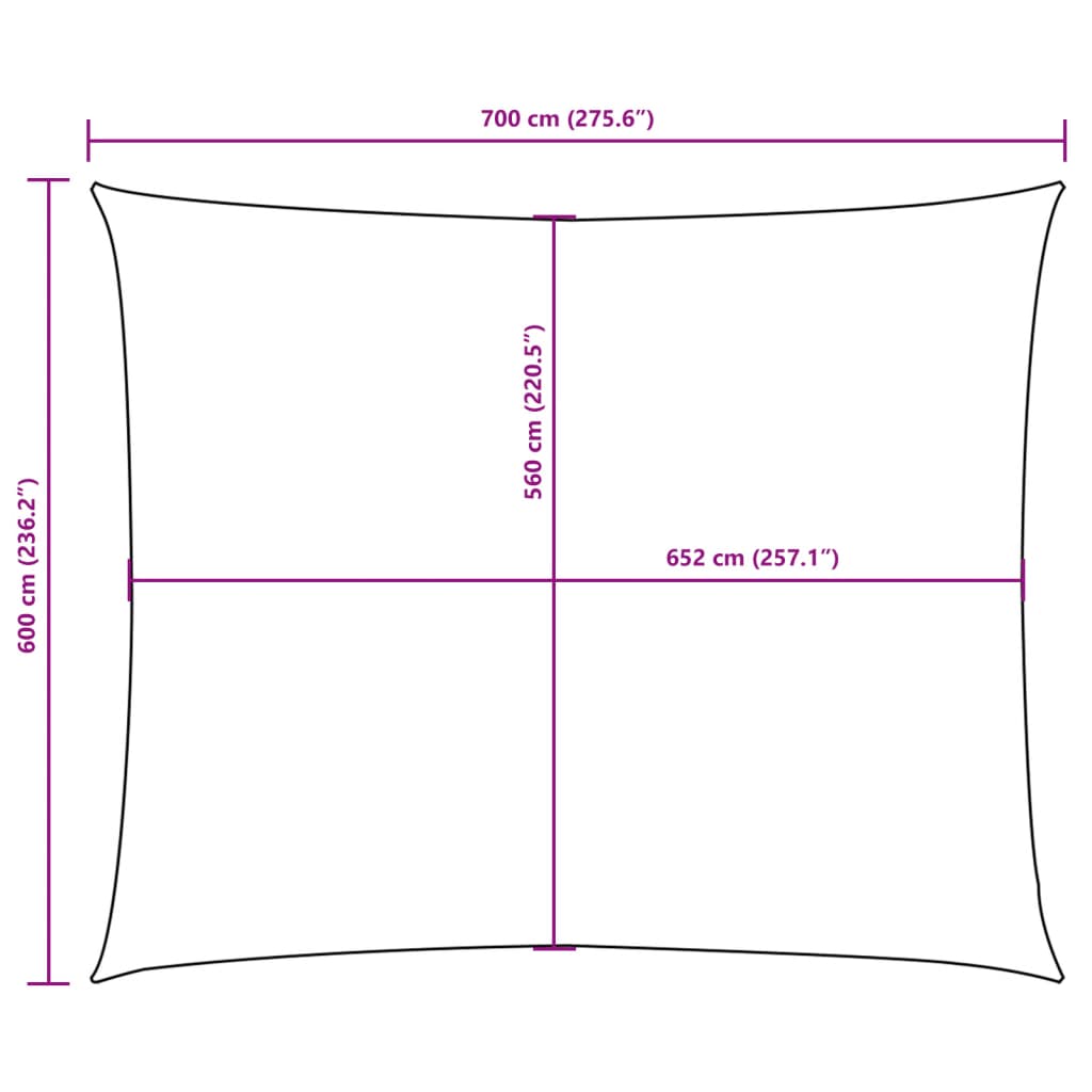 Para-sol estilo vela tecido oxford retangular 6x7 m antracite