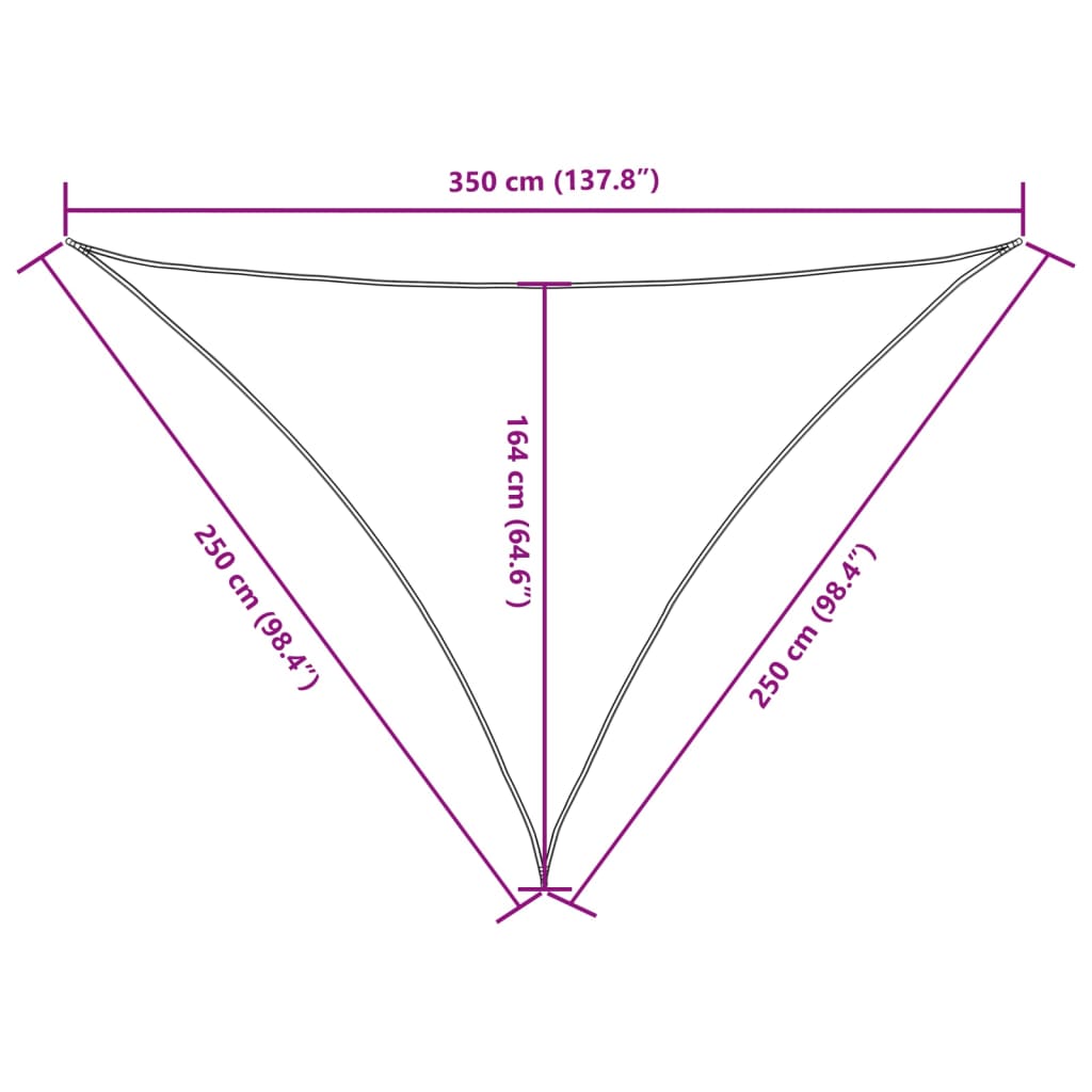 Toldo em tecido Oxford triangular 2,5x2,5x3,5 m antracite