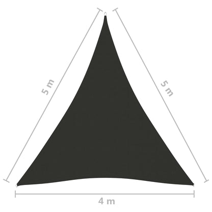 Para-sol estilo vela tecido oxford triangular 4x5x5 m antracite