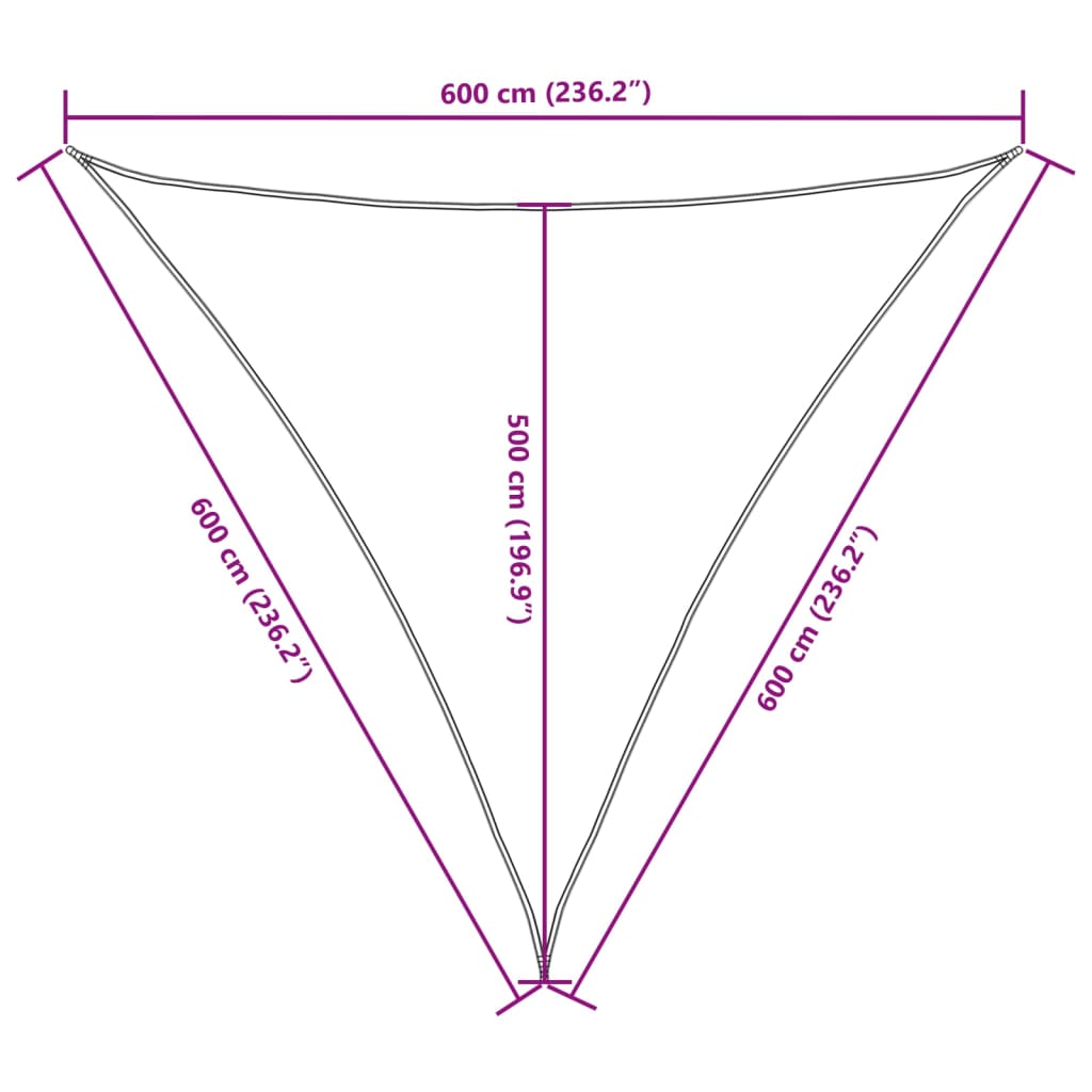 Para-sol estilo vela tecido oxford triangular 6x6x6 m antracite