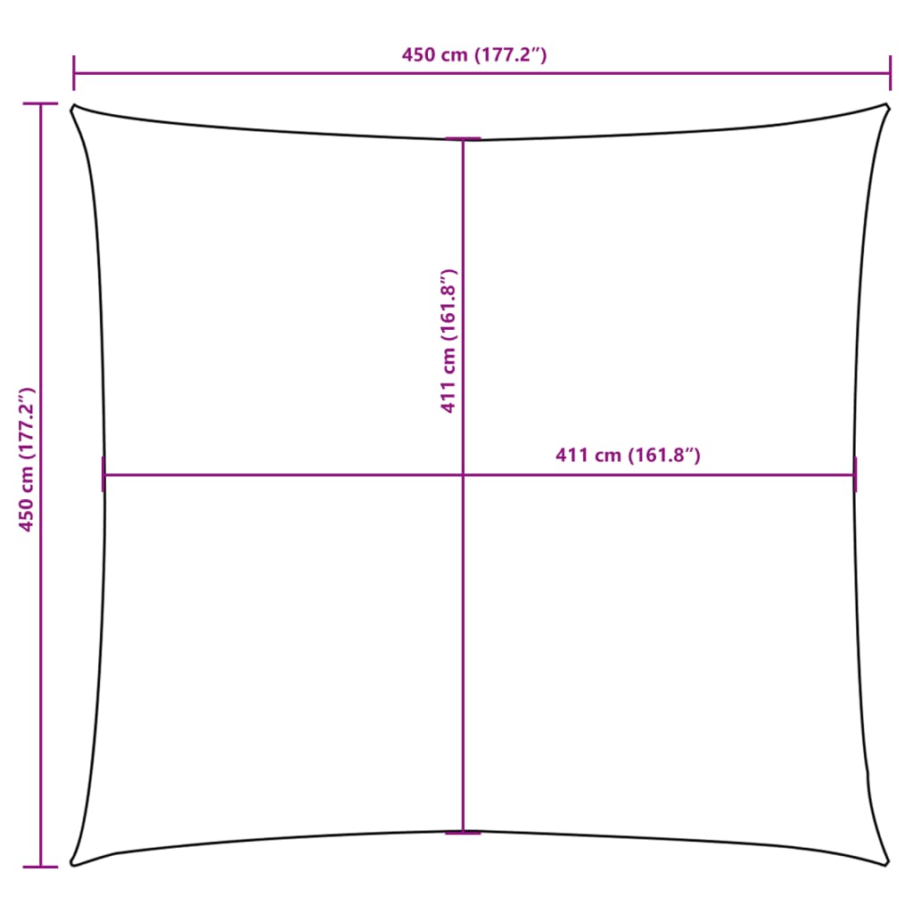 Para-sol estilo vela tecido oxford quadrado 4,5x4,5 m bege