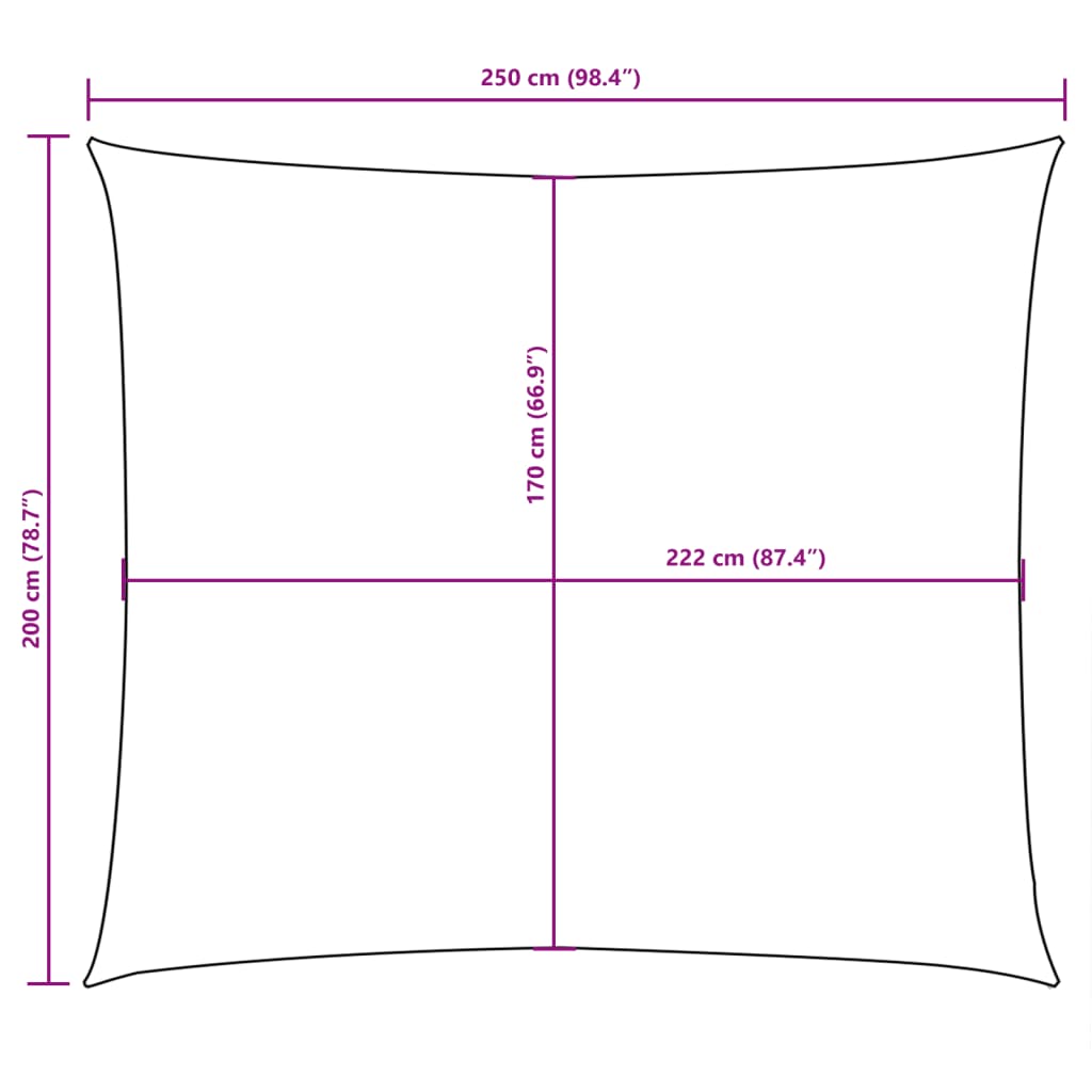 Para-sol estilo vela tecido oxford retangular 2x2,5 m bege