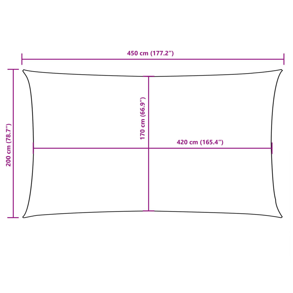 Para-sol estilo vela tecido oxford retangular 2x4,5 m bege