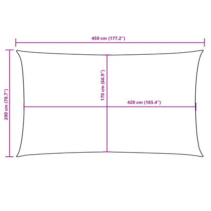 Para-sol estilo vela tecido oxford retangular 2x4,5 m bege