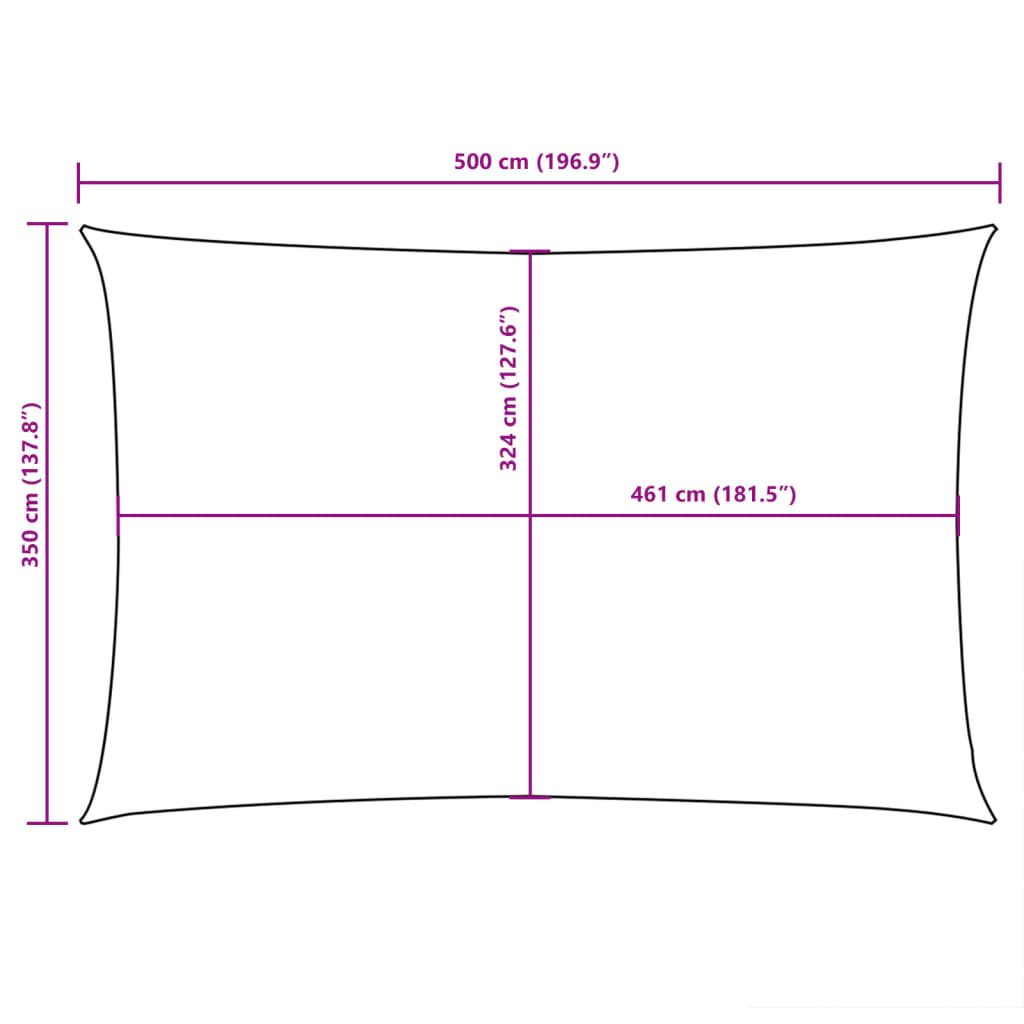 Para-sol estilo vela tecido oxford retangular 3,5x5 m bege