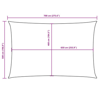 Para-sol estilo vela tecido oxford retangular 5x7 m bege