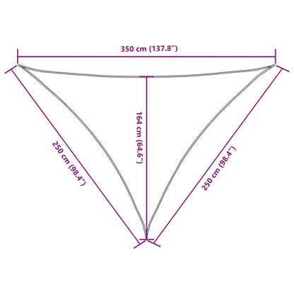 Para-sol estilo vela tecido oxford triangular 2,5x2,5x3,5m bege