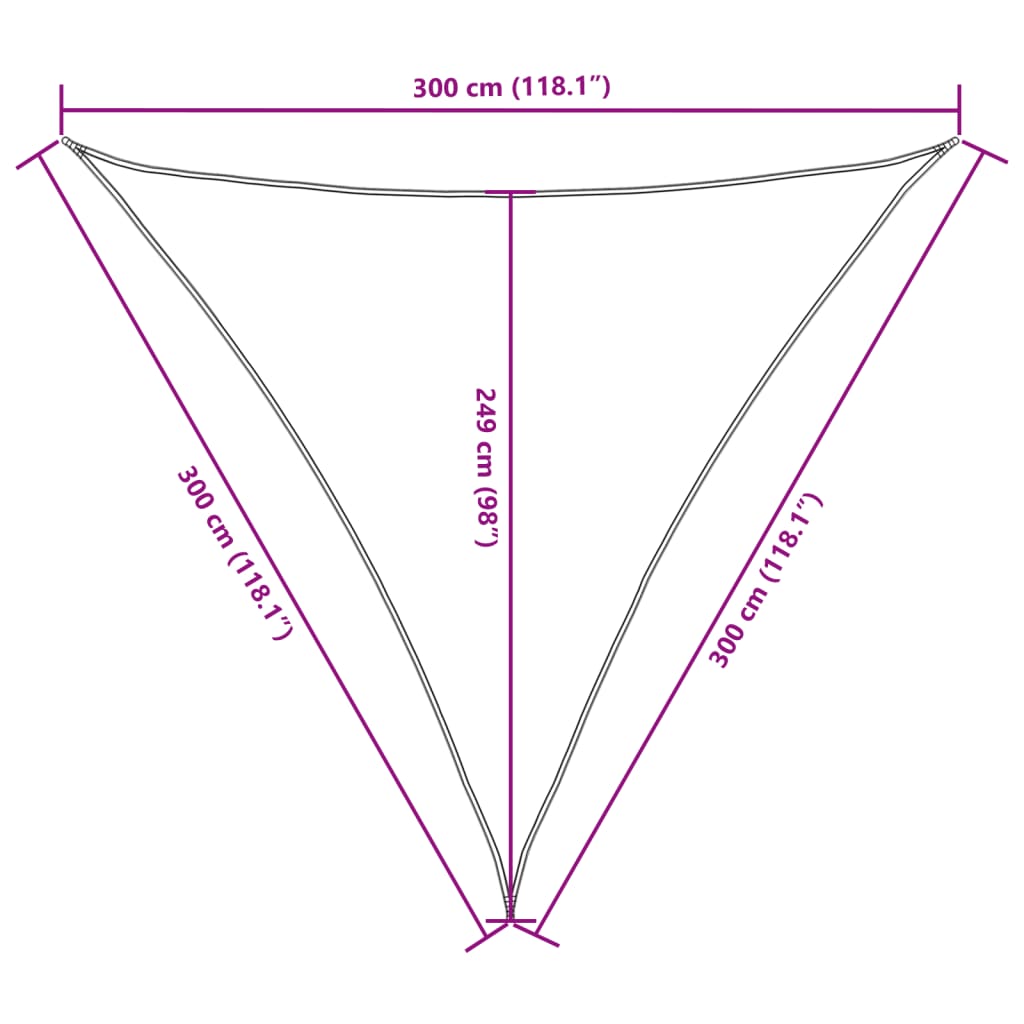 Para-sol estilo vela tecido oxford triangular 3x3x3 m bege