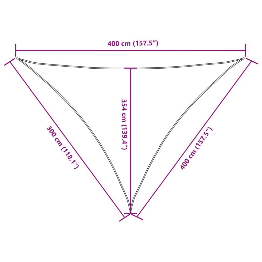 Para-sol estilo vela tecido oxford triangular 3x4x4 m bege