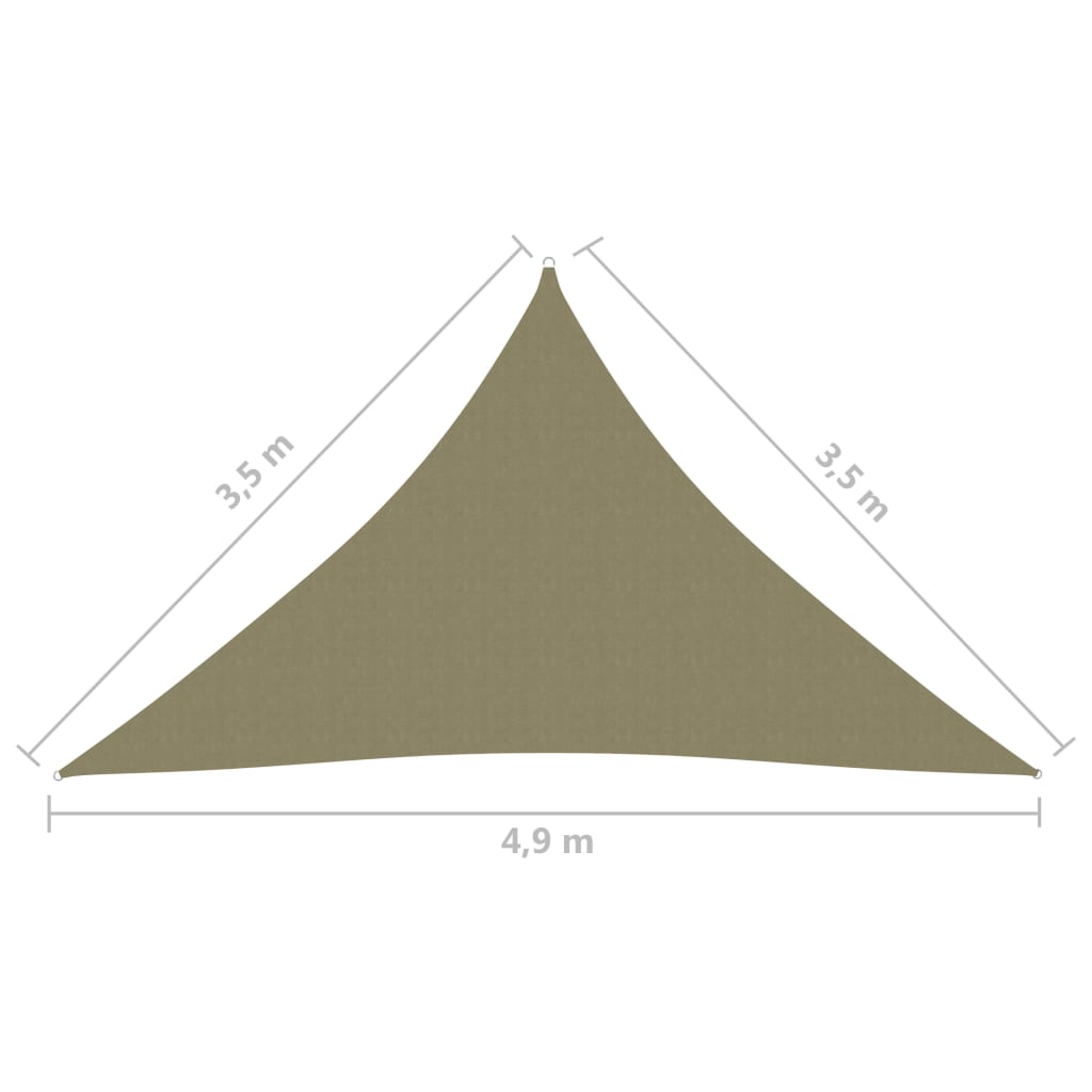 Para-sol tecido oxford triangular 3,5x3,5x4,9 m bege