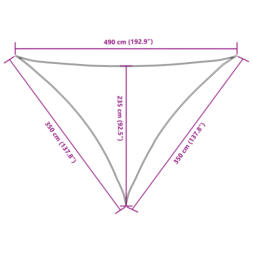 Para-sol tecido oxford triangular 3,5x3,5x4,9 m bege