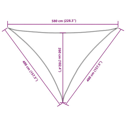 Para-sol estilo vela tecido oxford triangular 4x4x5,8 m bege