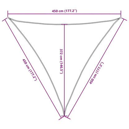 Para-sol estilo vela tecido oxford triangular 4,5x4,5x4,5m bege