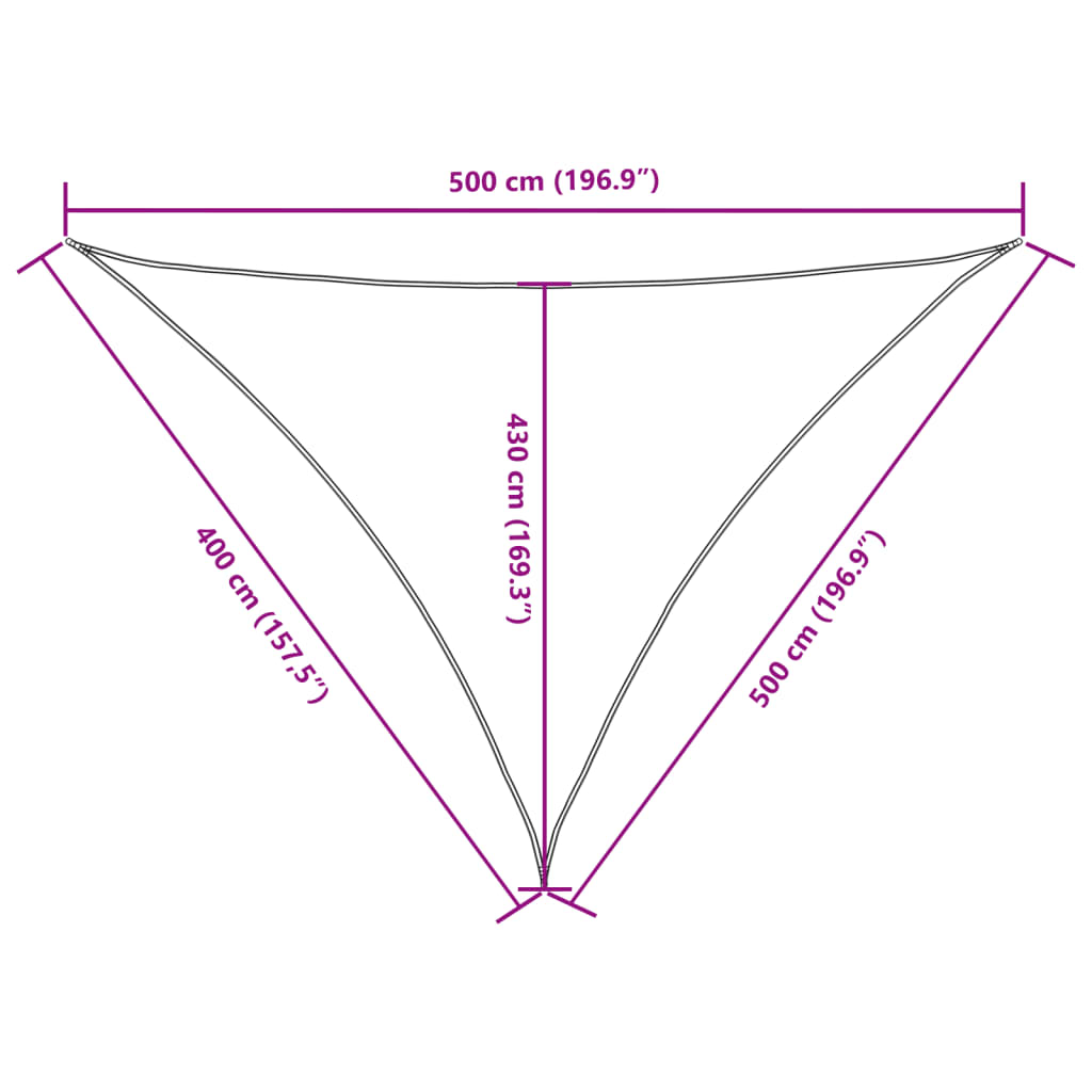 Para-sol estilo vela tecido oxford triangular 4x5x5 m bege