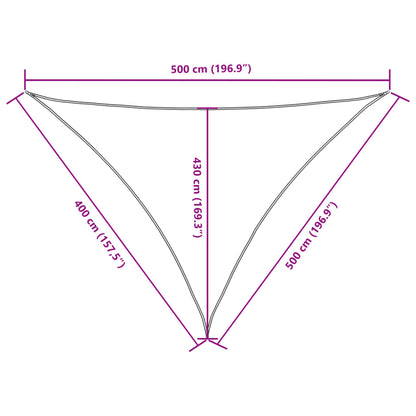 Para-sol estilo vela tecido oxford triangular 4x5x5 m bege