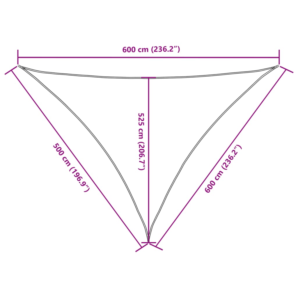 Para-sol estilo vela tecido oxford triangular 5x6x6 m bege