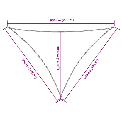 Para-sol estilo vela tecido oxford triangular 5x5x6 m bege