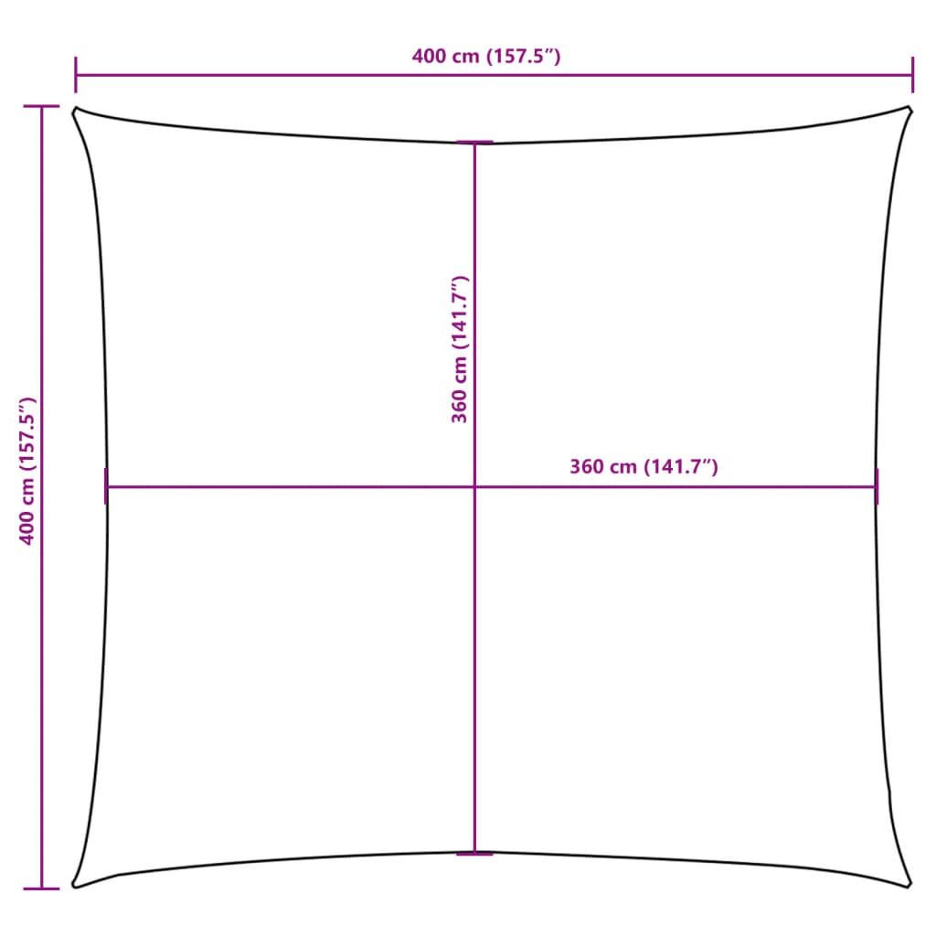 Guarda-sol tecido Oxford quadrado 4x4 m creme