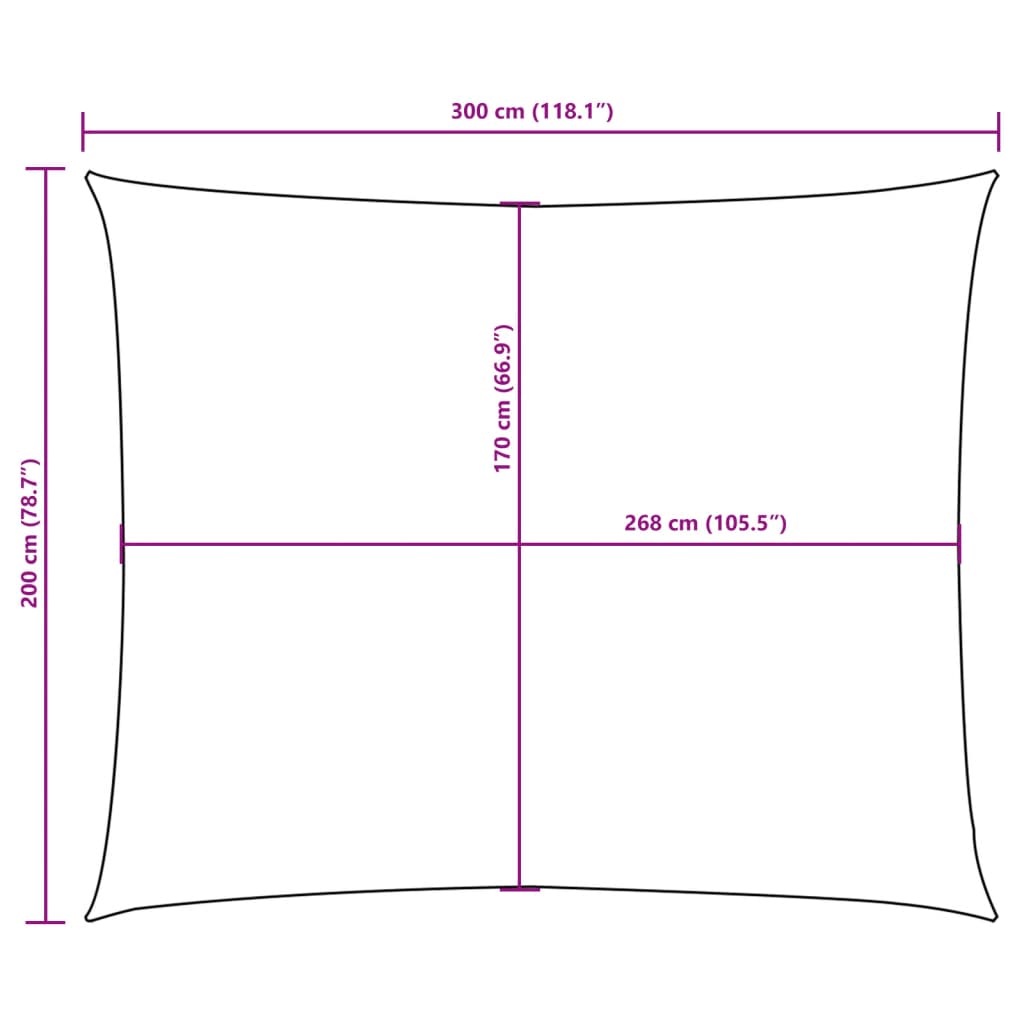 Para-sol estilo vela tecido oxford retangular 2x3 m cor creme