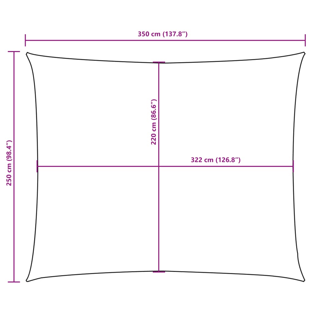 Para-sol estilo vela tecido oxford retangular 2,5x3,5 m creme