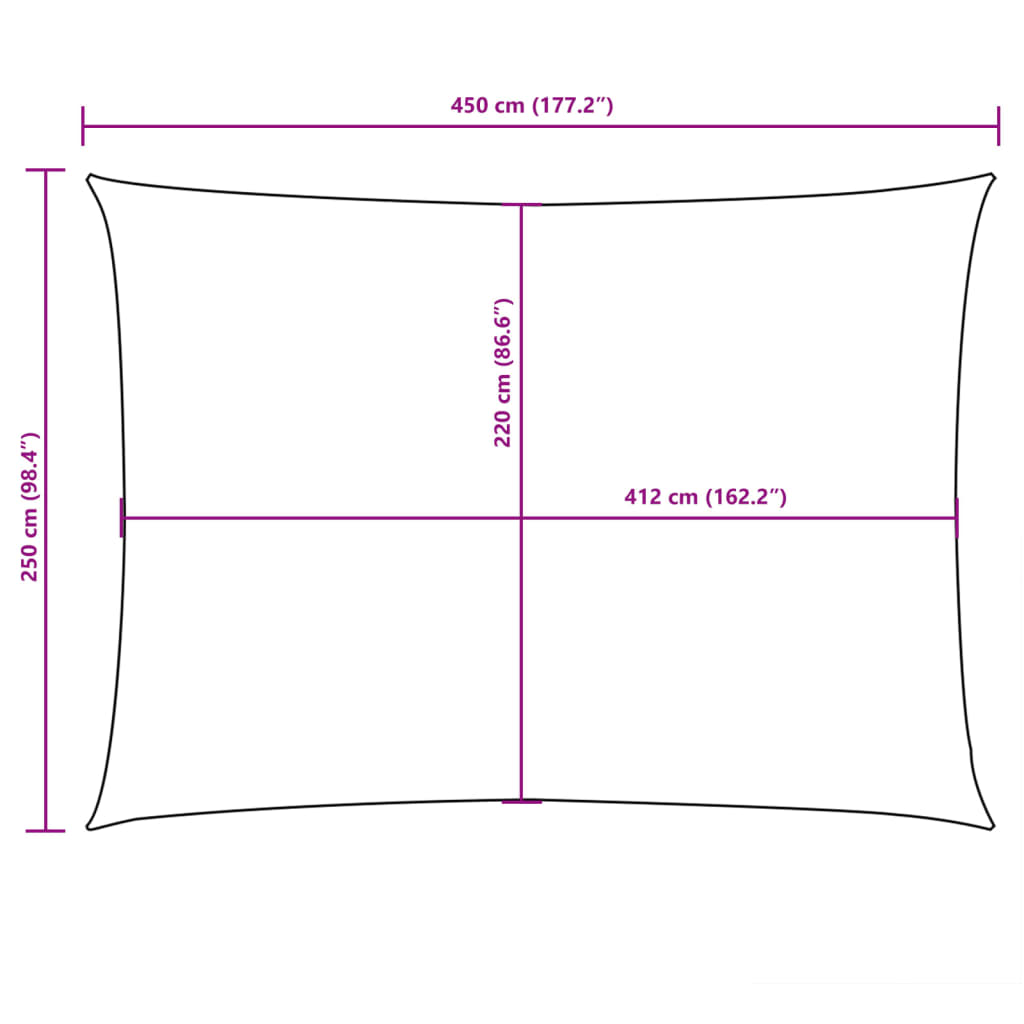 Para-sol estilo vela tecido oxford retangular 2,5x4,5 m creme