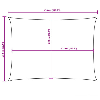 Para-sol estilo vela tecido oxford retangular 2,5x4,5 m creme