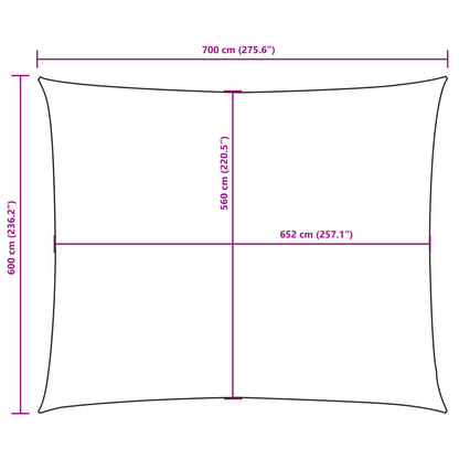 Para-sol estilo vela tecido oxford retangular 6x7 m cor creme