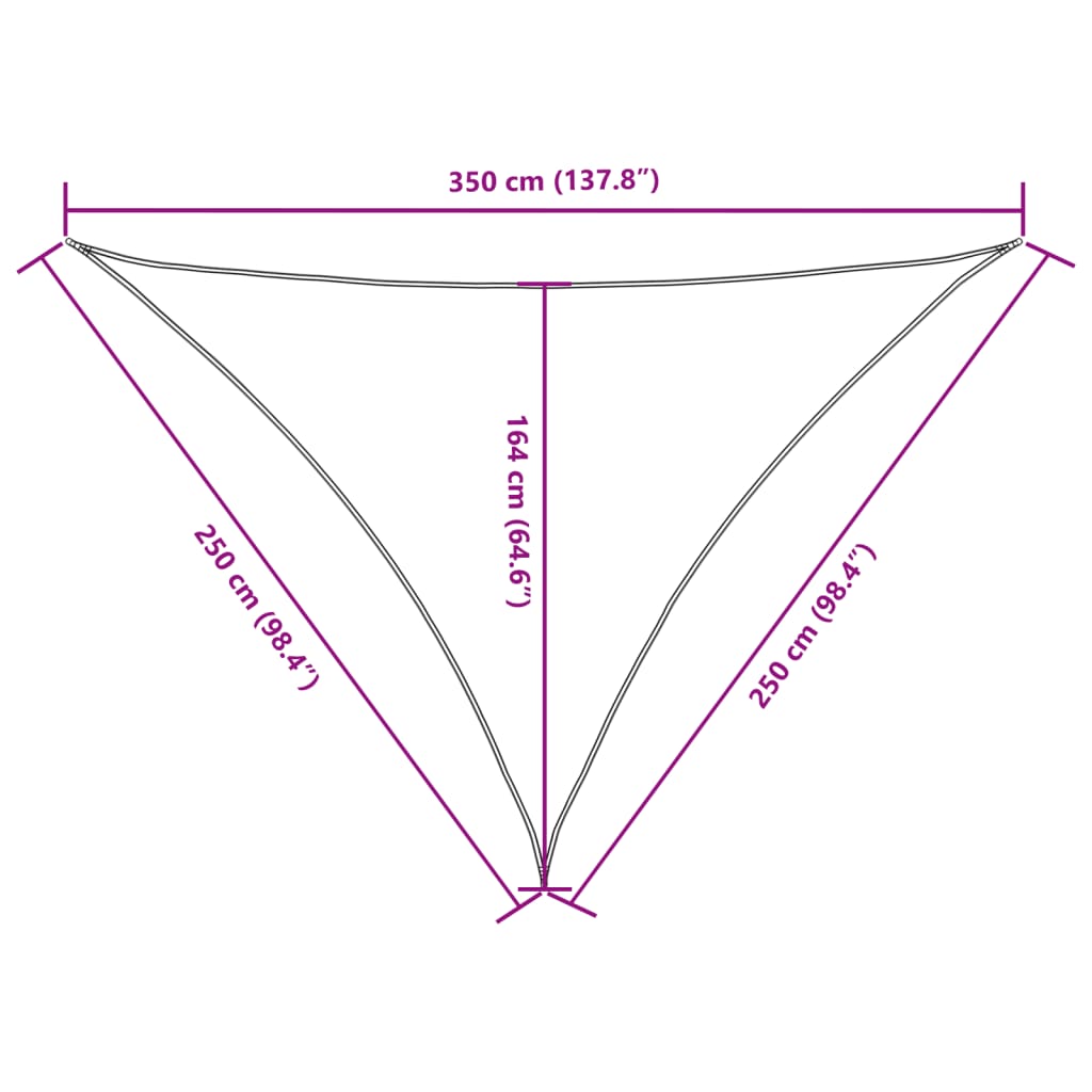 Para-sol vela tecido oxford triangular 2,5x2,5x3,5 m cor creme