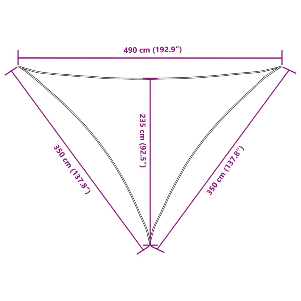 Para-sol est. vela tecido oxford triang. 3,5x3,5x4,9m cor creme