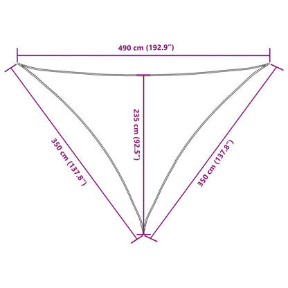 Para-sol est. vela tecido oxford triang. 3,5x3,5x4,9m cor creme