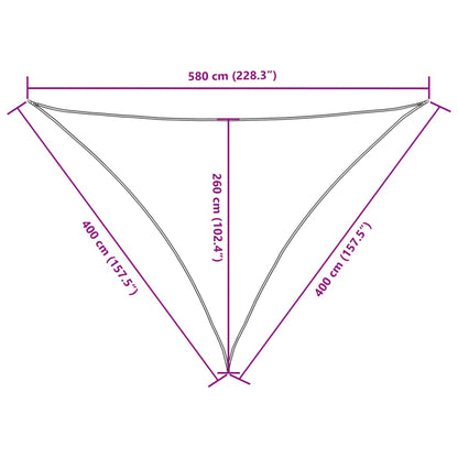 Para-sol estilo vela tecido oxford triangular 4x4x5,8 m creme