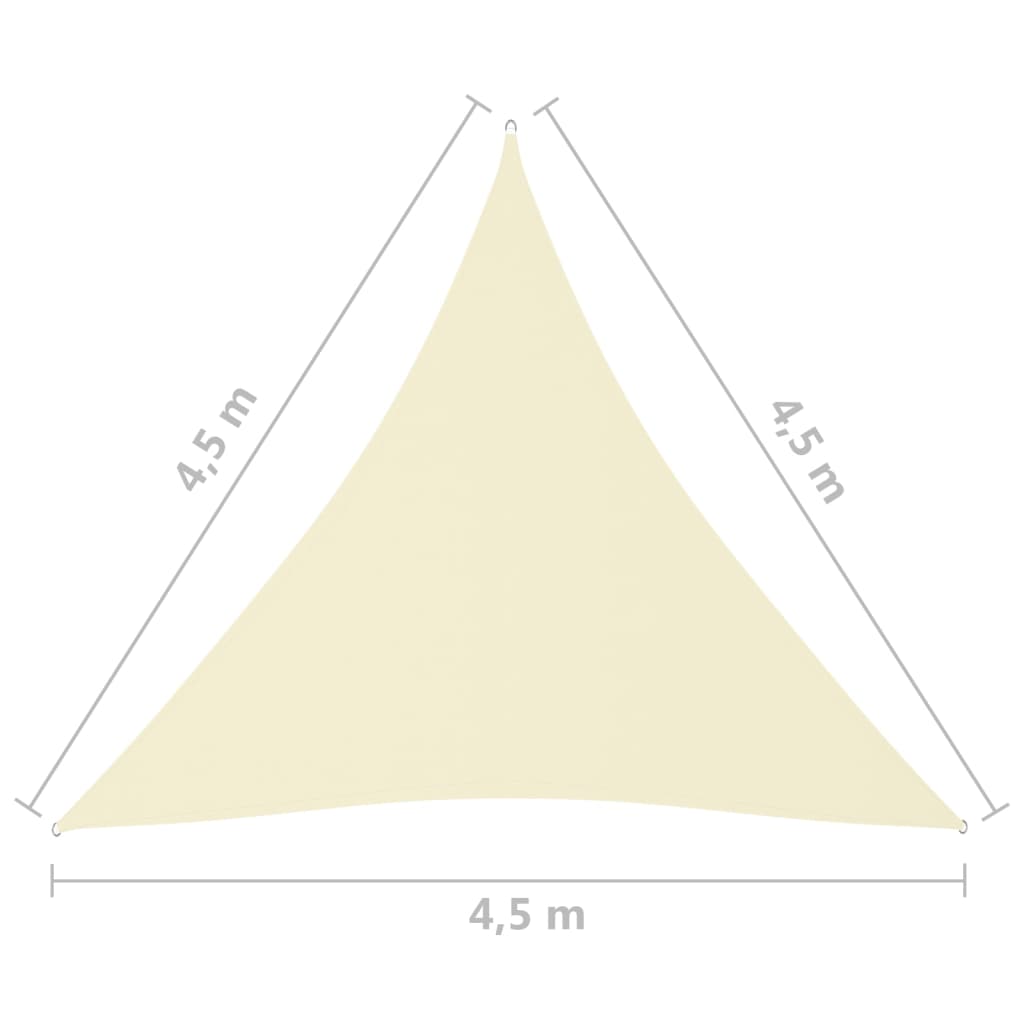 Para-sol est. vela tecido oxford triang. 4,5x4,5x4,5m cor creme