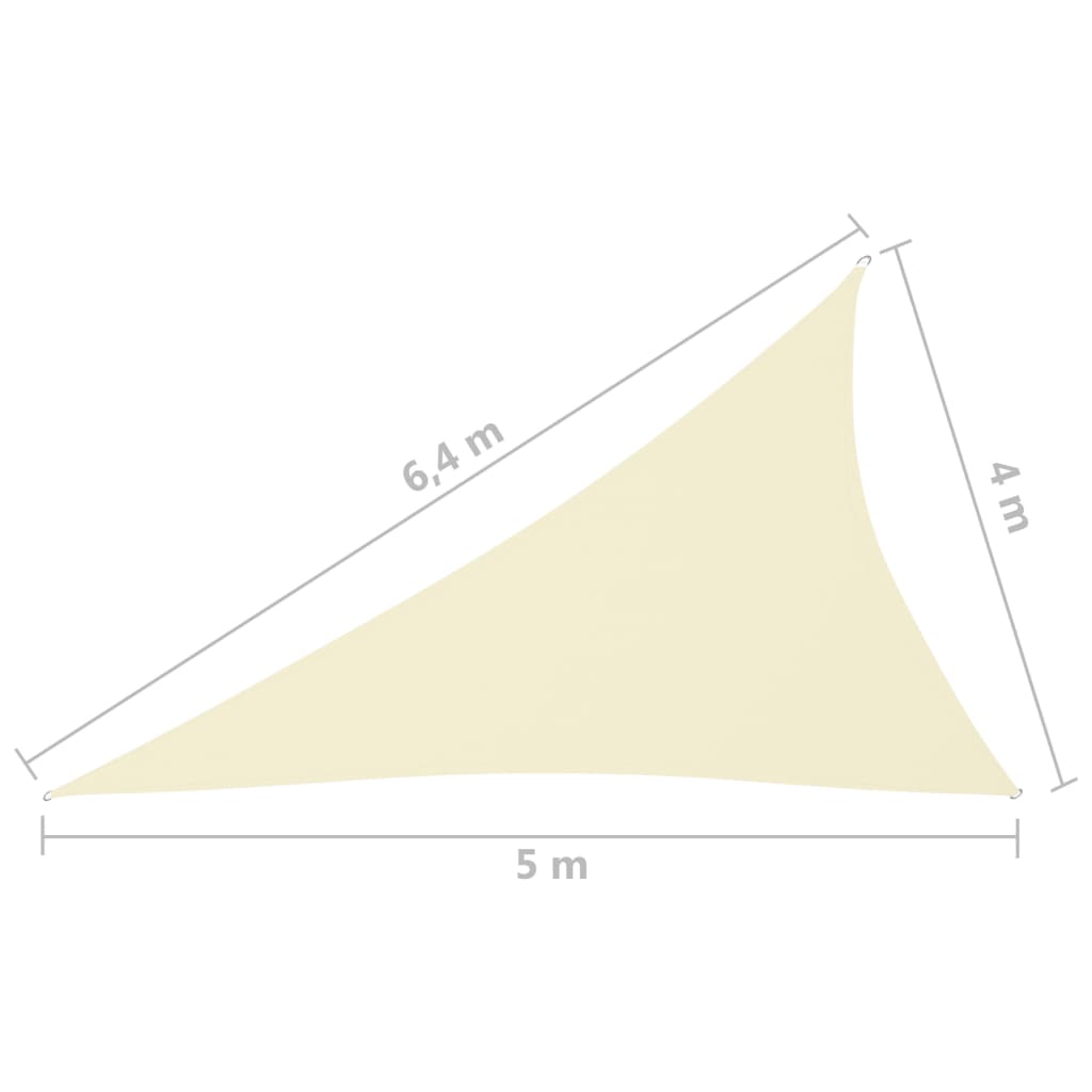 Para-sol em tecido oxford triangular 4x5x6,4 m creme