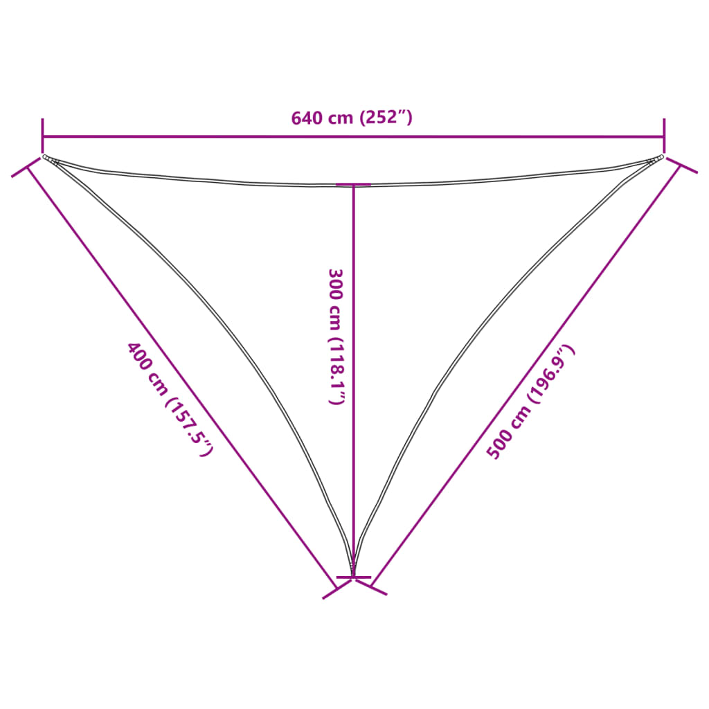 Para-sol em tecido oxford triangular 4x5x6,4 m creme