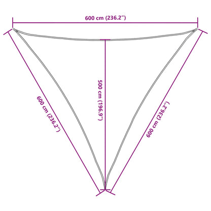 Para-sol estilo vela tecido oxford triangular 6x6x6 m creme